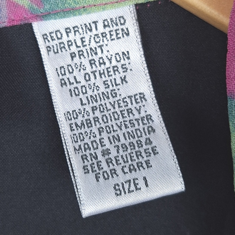 Chicos Jacket 1 Medium Silk Patchwork Artsy Art T… - image 3